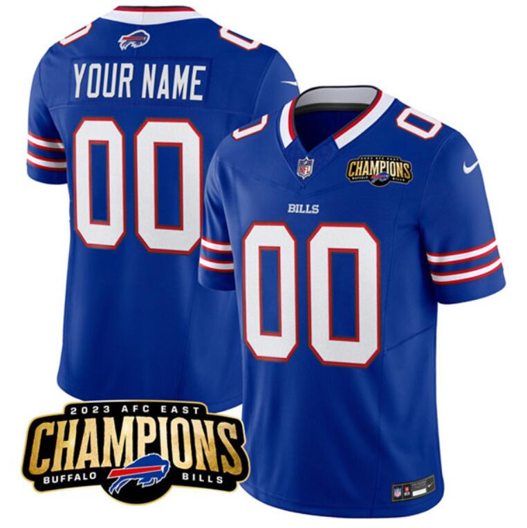 Youth Buffalo Bills Active Player Custom Blue 2023 F.U.S.E. AFC East Champions Ptach Stitched Football Jersey